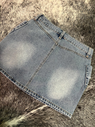Bow Knot Pocket Denim Mini Skirt — Denim