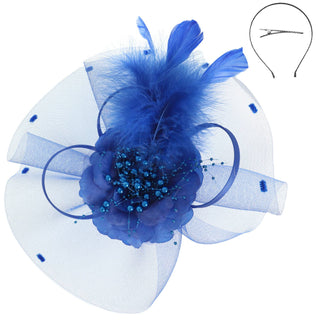 Floral Feathered Loopy Bow Organza Fascinator