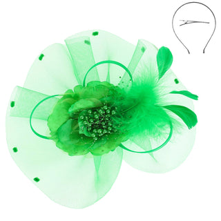 Floral Feathered Loopy Bow Organza Fascinator