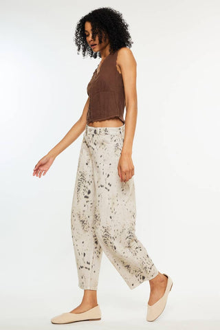Kan Can high rise horseshoe leg tan leopard print jeans, photo 2