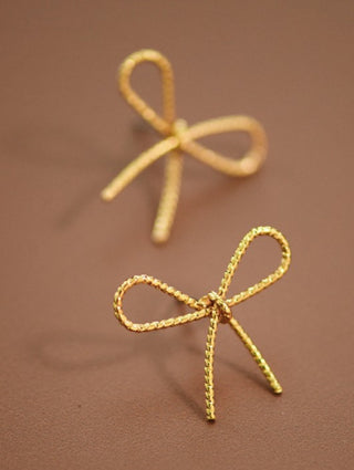 Trendy Gold Rope Bow Earrings