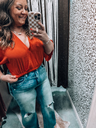 Coral Surplice Airflow Top