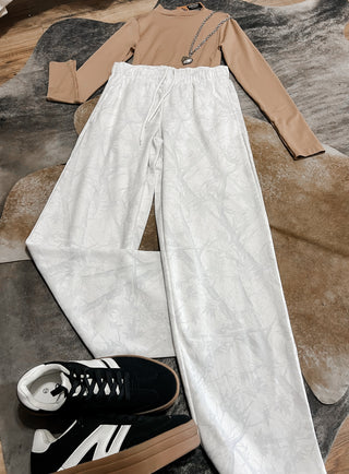 White camo sweat pants