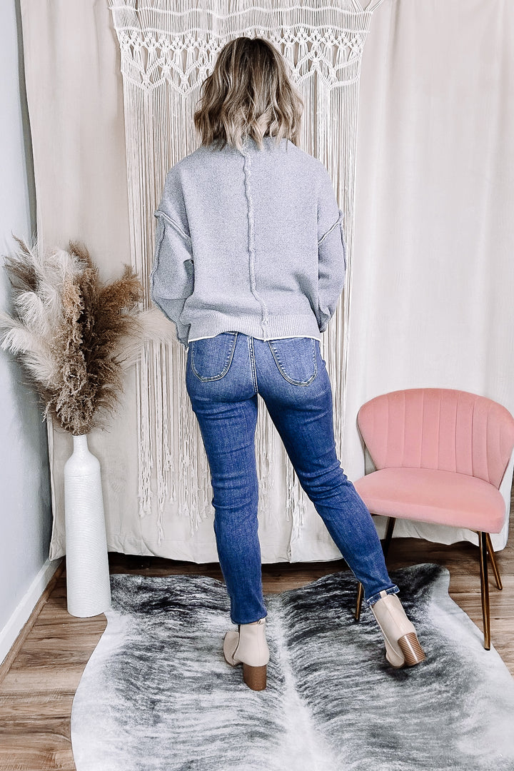 Heather Grey Maisie Mock Neck Chenille Sweater