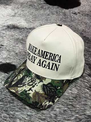 Make America Pray Again Hat | Camo & Leopard Two-Tone Bill Cap