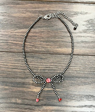 Red Navajo Heart Croquette Necklace