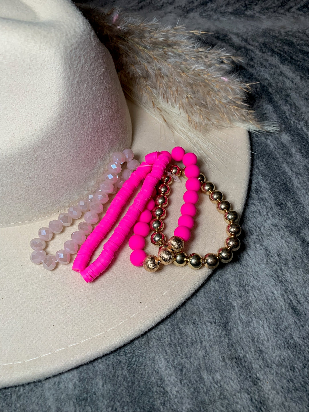 Hot Pink Rubber Bracelet Set