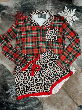 Leopard & Red Ruffle Pj Set