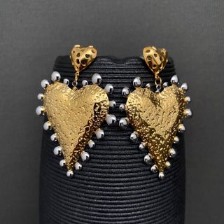 Two-tone Heart 18K Gold Plated S.Steel Earrings