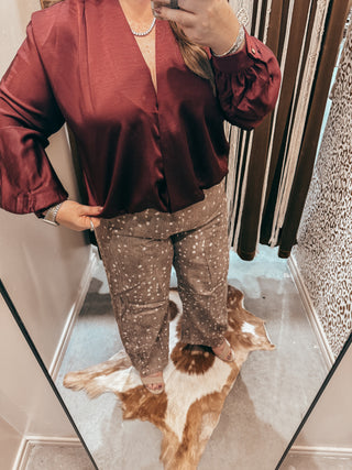 V-Neck Wrap Longsleeve Blouse
