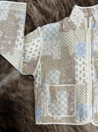 Patchwork Quilted Zip-Up Jacket