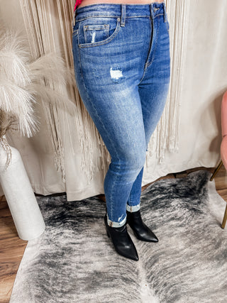 High rise vintage washed skinny jeans - Jayden Layne