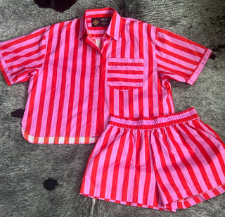 Striped Elastic Waist Cotton Shorts