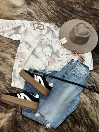 Pink Camo Oversized Mockneck Pullover