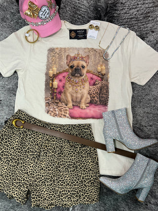 Rhinestone Royal French Bulldog Portrait Graphic Tee