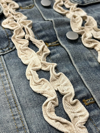 Washed denim ruffle vest