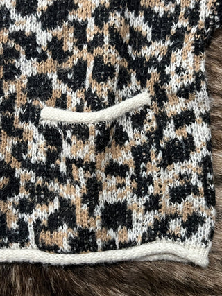 Scoop Neck Leopard Gold Buttons Cardigan