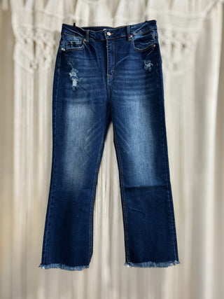 Emma Raw Hem Straight Leg Cropped Jeans