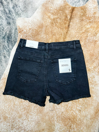 Black Acid Wash Cut Off Shorts