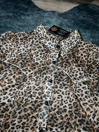 Leopard Sheer Button Down