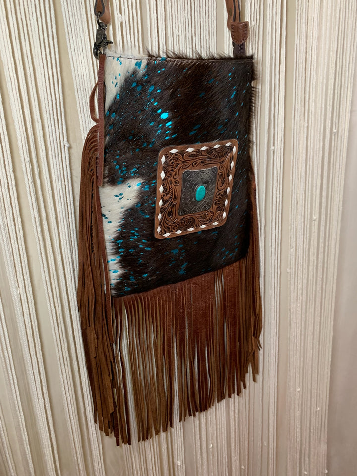 Hair on Hide Turquoise Crossbody
