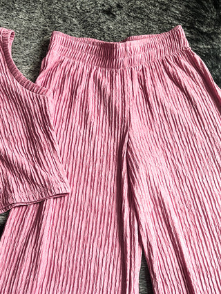 Crinkled Plisse Set - Strawberry Milkshake
