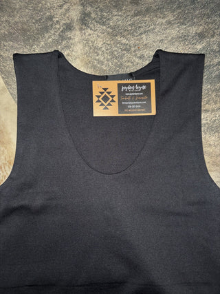 Black Thick Band Wide Shoulder Tank Top