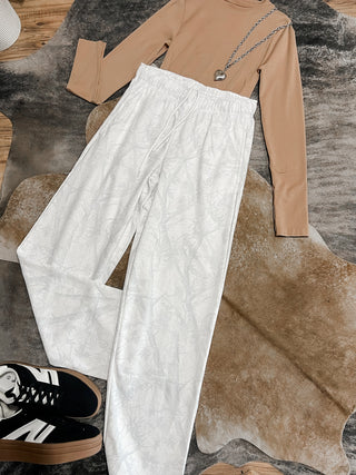 White camo sweat pants