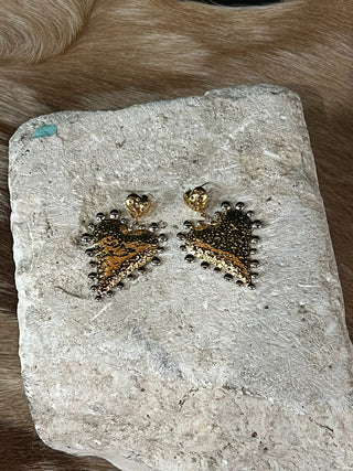 Two-tone gold and silver heart stud earrings, 18K gold plated stainless steel, photo 2