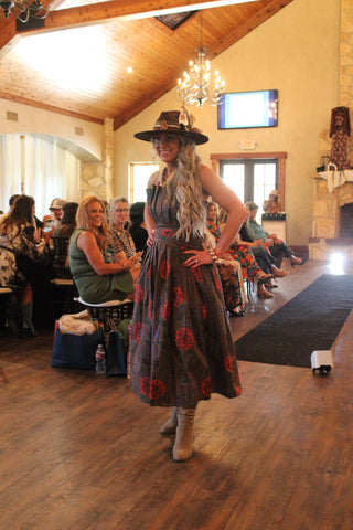 Brown Floral Print Midi Dress