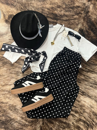 Plus Wide Leg Polka Dot Pants