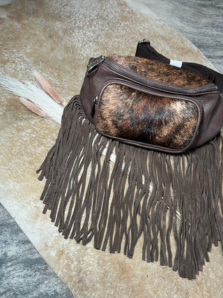 Trinity River Cowhide Fringe Belt Bag