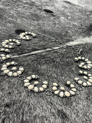 White Squash Blossom Concho Chain Belt