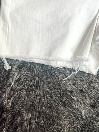 White Raw Hem White Denim Shorts