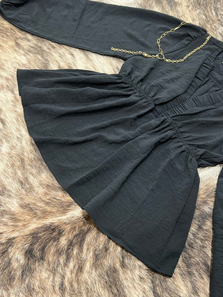Ruched Pintuck Babydoll Top
