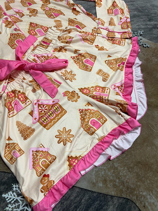 Pink Gingerbread Ruffle Pj Set