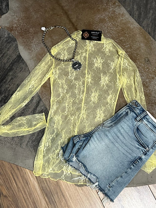Yellow Mesh Long Sleeve