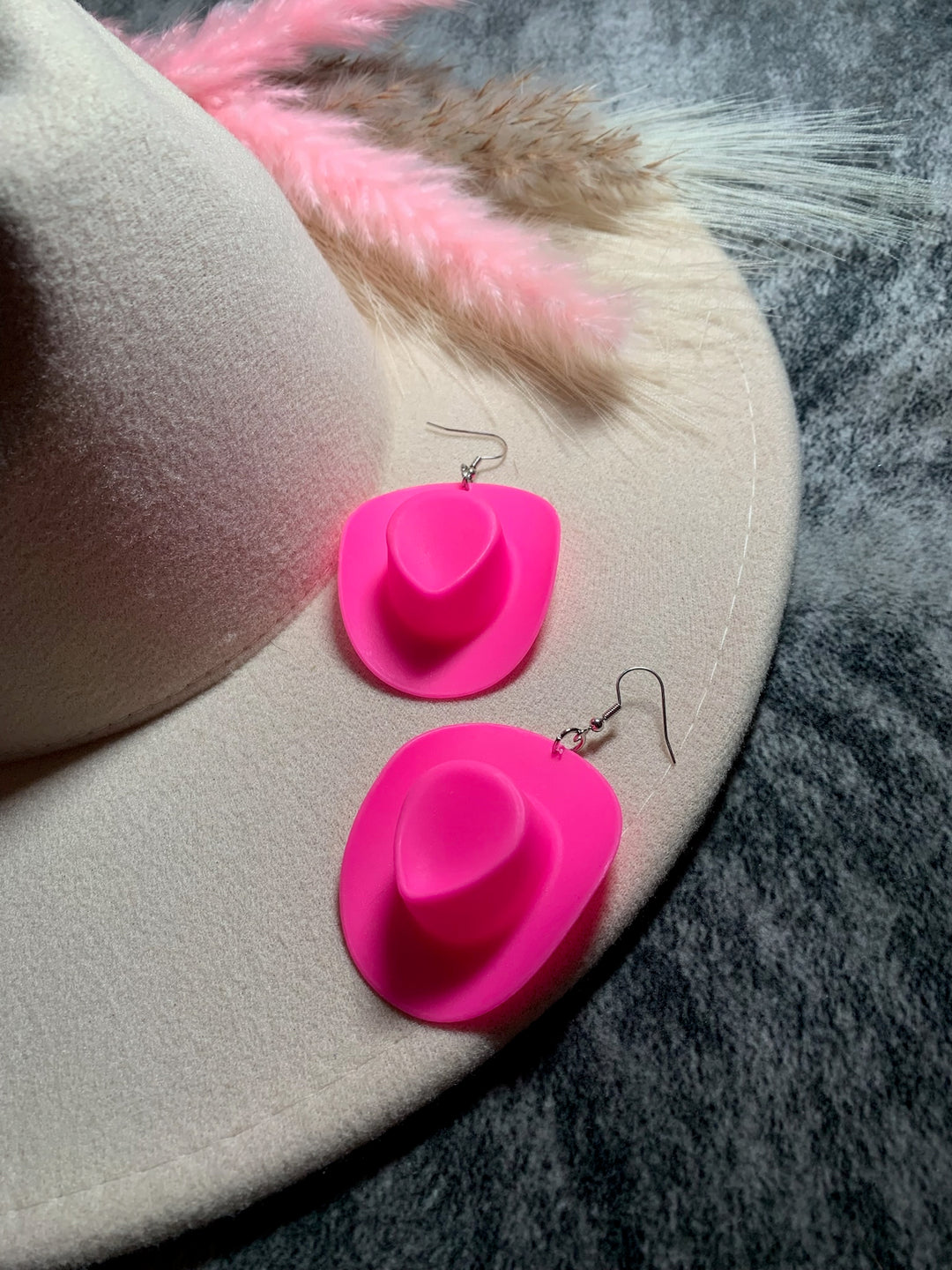 Pink Cowboy Hat Earrings