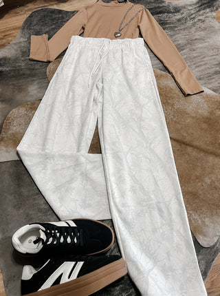 White camo sweat pants