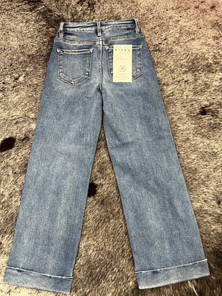 Risen Mid Rise Crop Straight With Tailored Cuffed Jeans