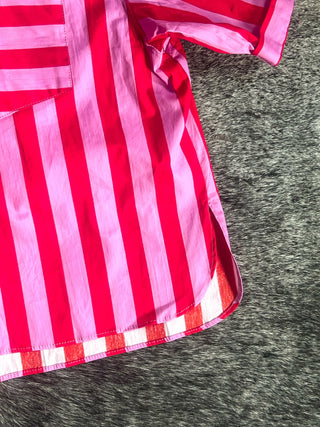 Collar Neck Button Down Shirt- Pink
