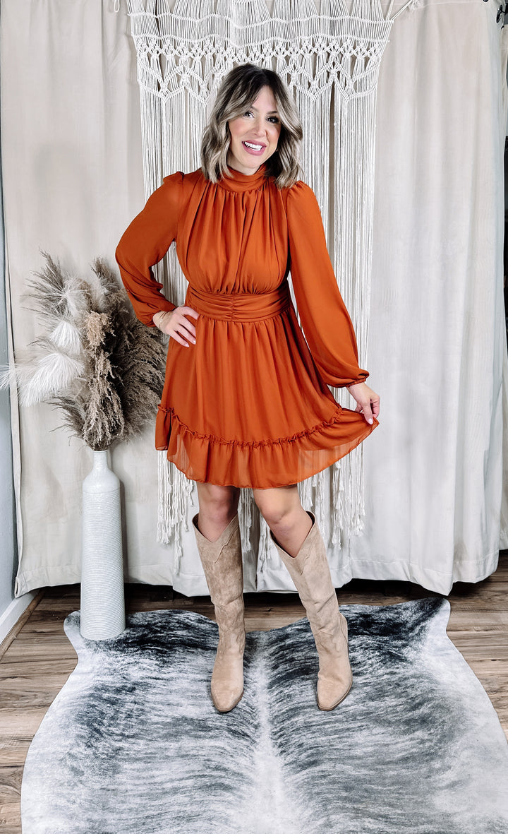 Lucy Mock Neck Long Sleeve Dress