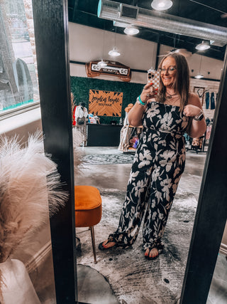 Crinkle Floral Off the Shoulder Jumpsuit