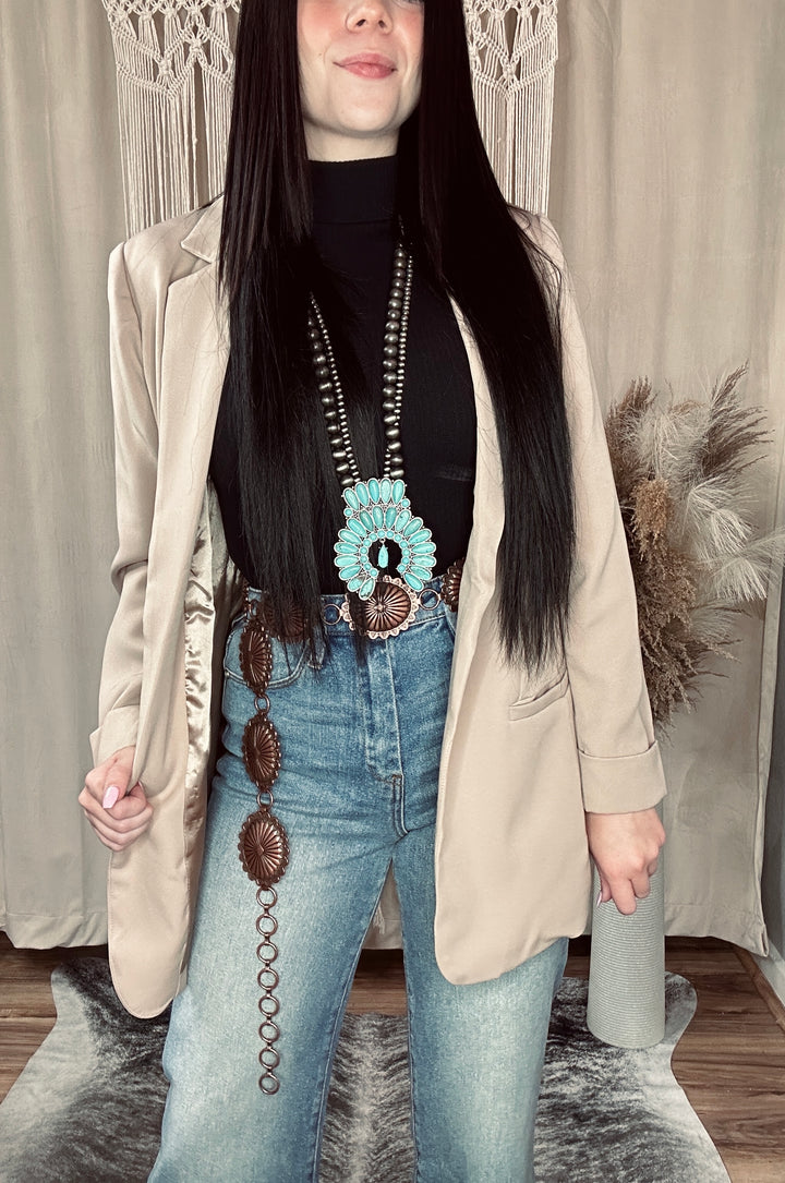Mocha Lizzy Open Front Blazer