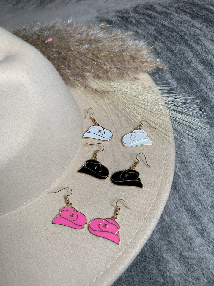 Cowboy Hat Enamel Earrings