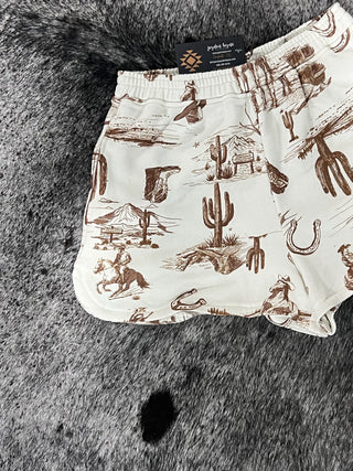 Western Elastic Waist Shorts