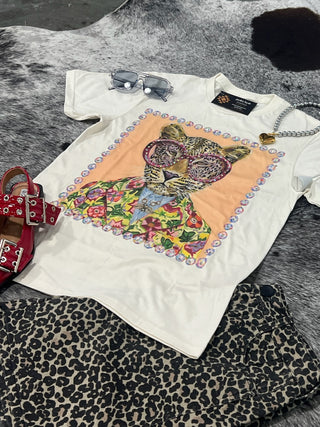 Rhinestone Fancy Leopard Graphic Tee