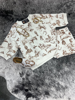 Western Elastic Waist Shorts