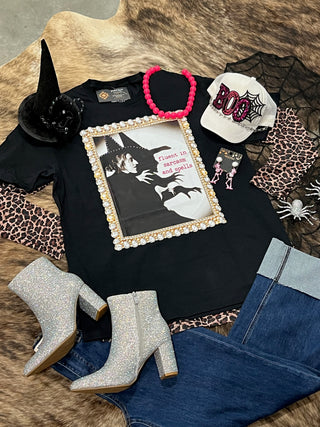 Rhinestone Fluent Sarcasm Witch Tee