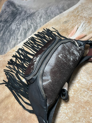 Trinity River Cowhide Fringe Belt Bag